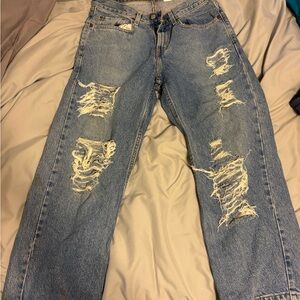 Levi's Relaxed Fit Distressed Light Blue Jeans